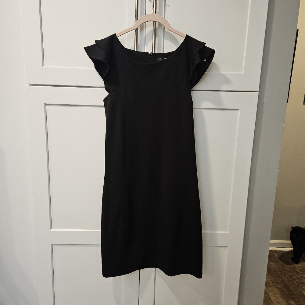 A Pea in the Pod Black Ruffled Sheath Dress